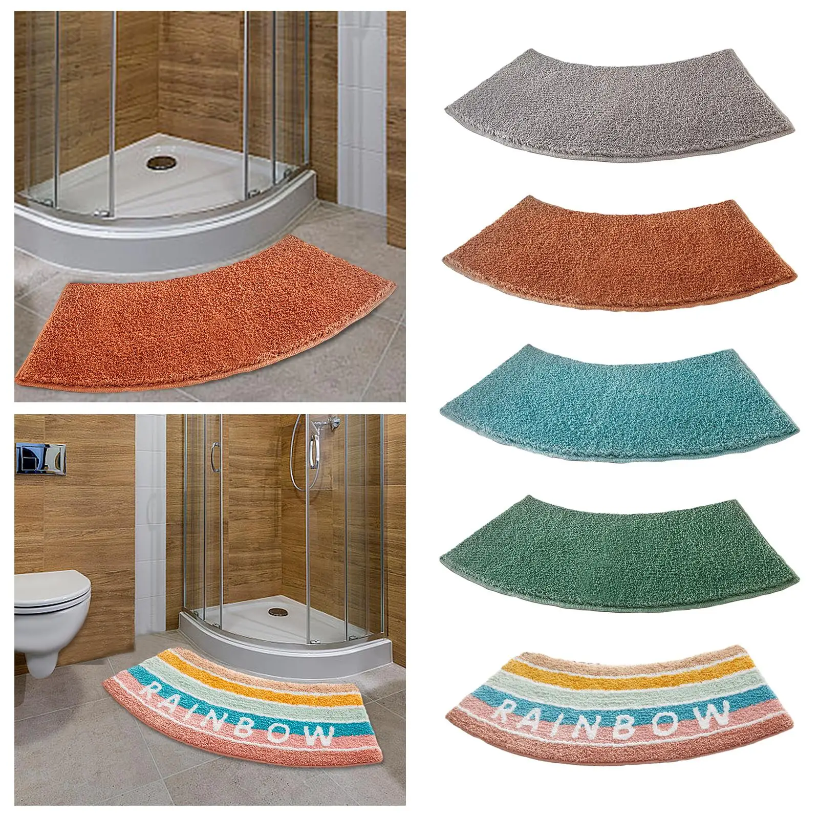 Curved Shower Mat Toilet Rug B - огляд і ціна Bamboo Bath Mat