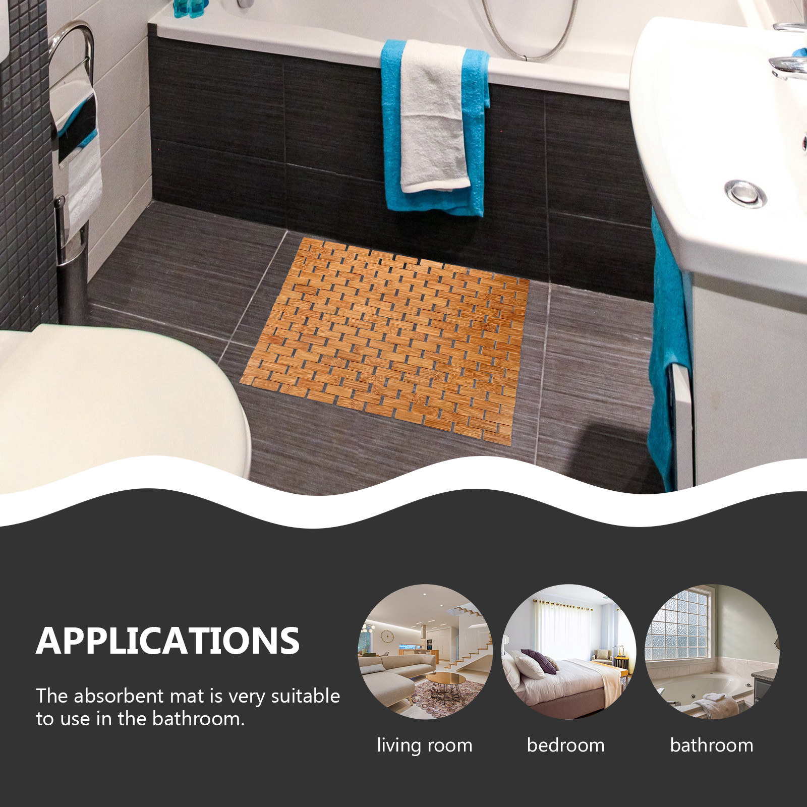 Bamboo Shower Mat Non Slip Bat - огляд і ціна Bamboo Bath Mat